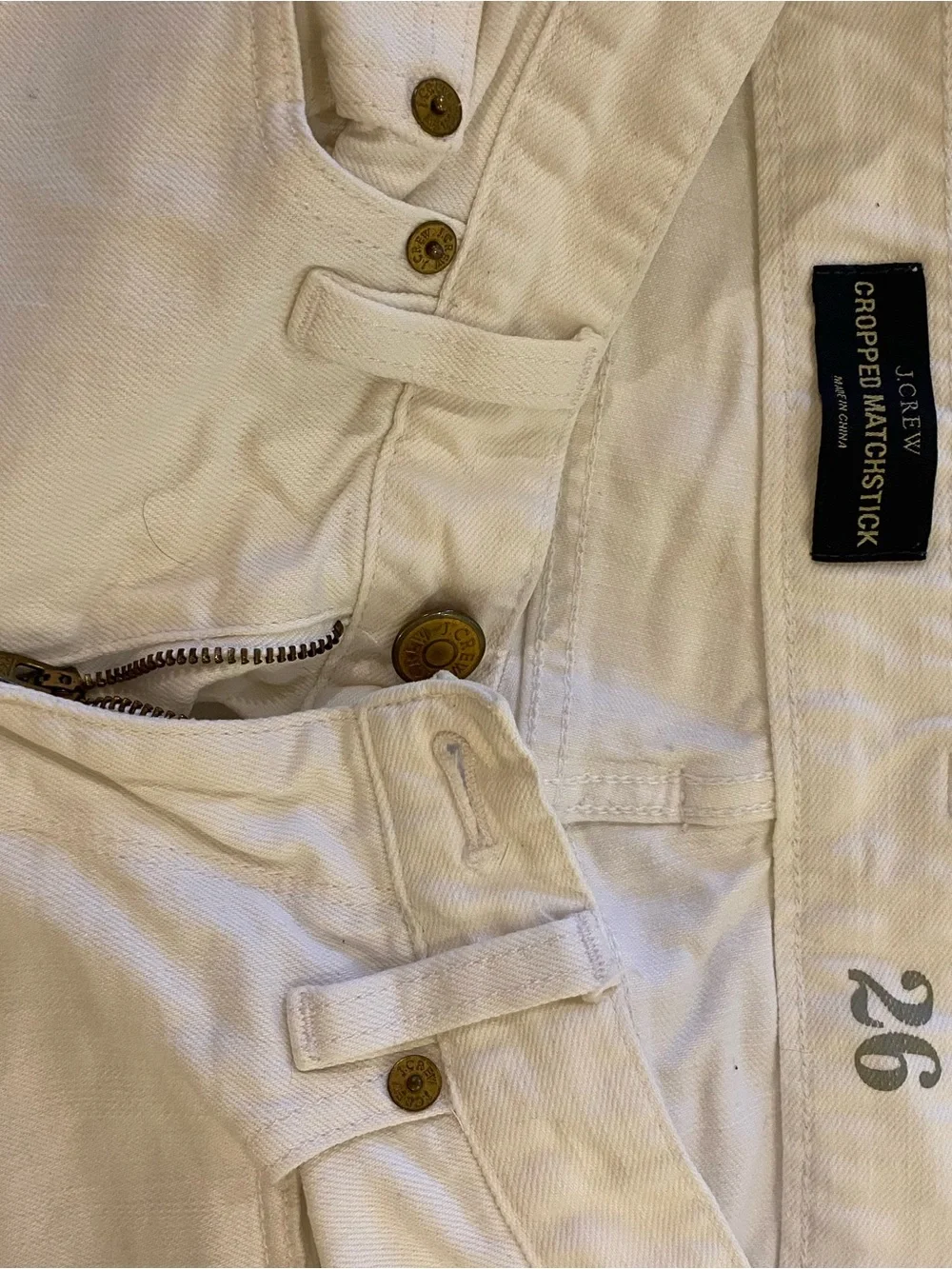 J. Crew Cropped Matchstick Jeans in White